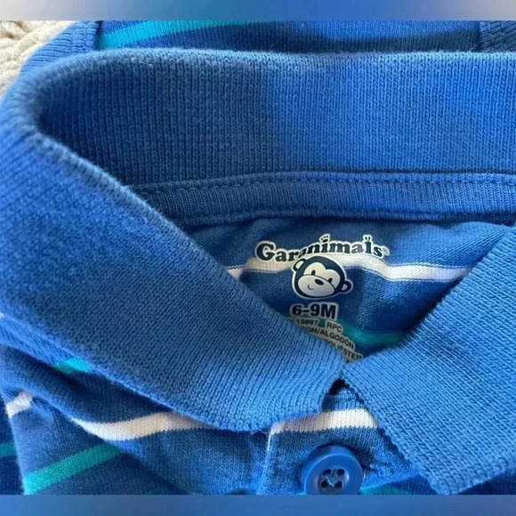 6-9 months Geranimals and Carter’s short sleeve striped polo onesies set​ - Picture 4 of 4